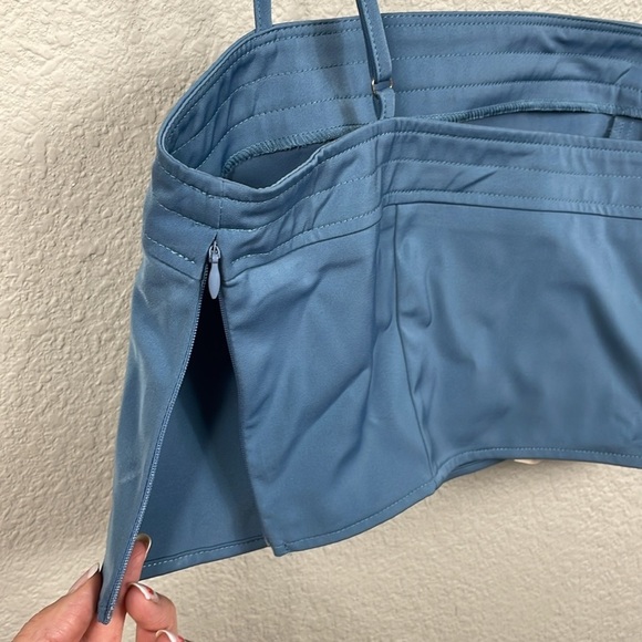 New ACOA Party Starter Crop Top Blue Square Neck Sz M - Picture 6 of 11